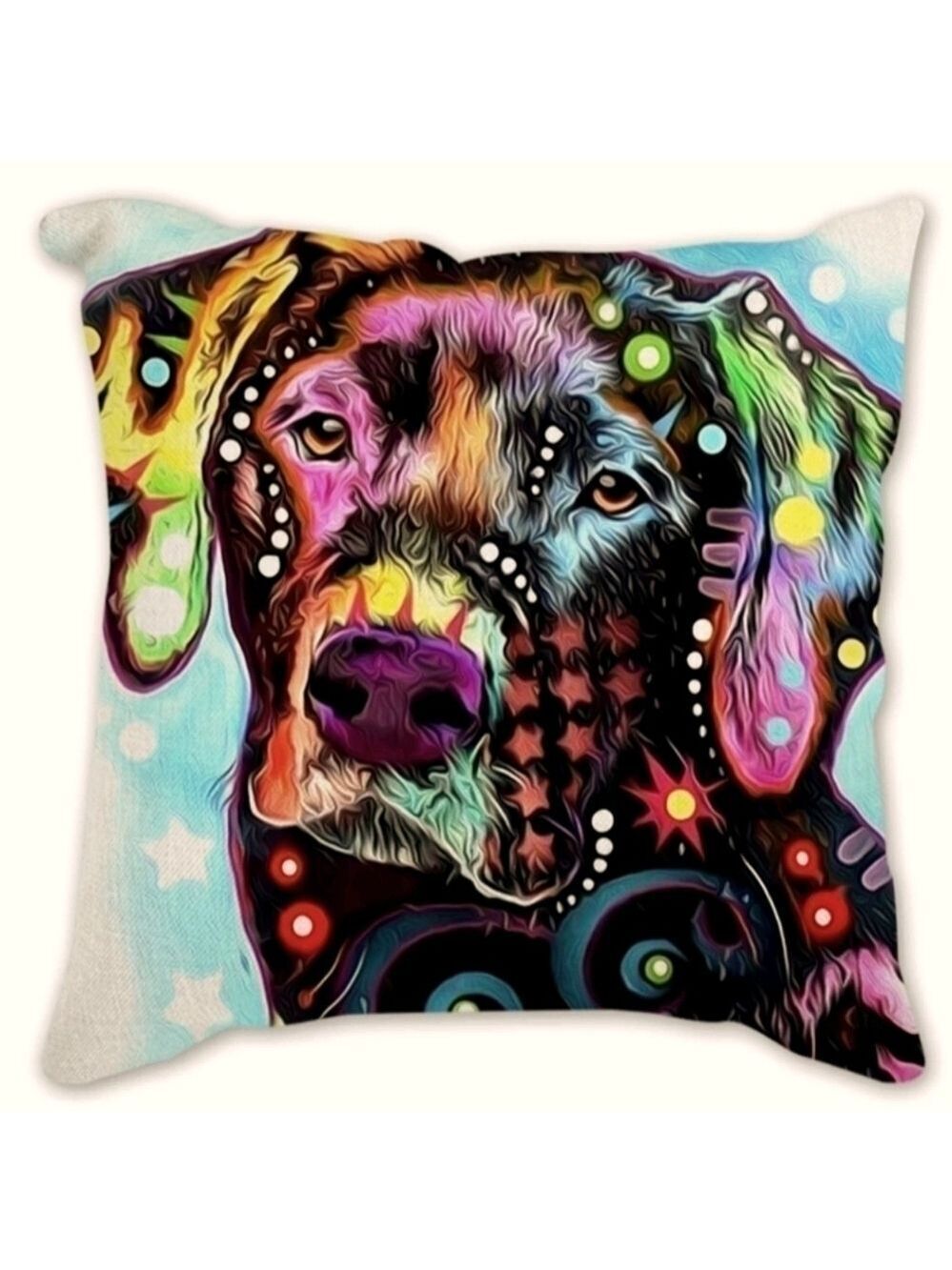 Black Labrador Dog 18" Square Decorative Vibrant Watercolor Throw Pillow Cover